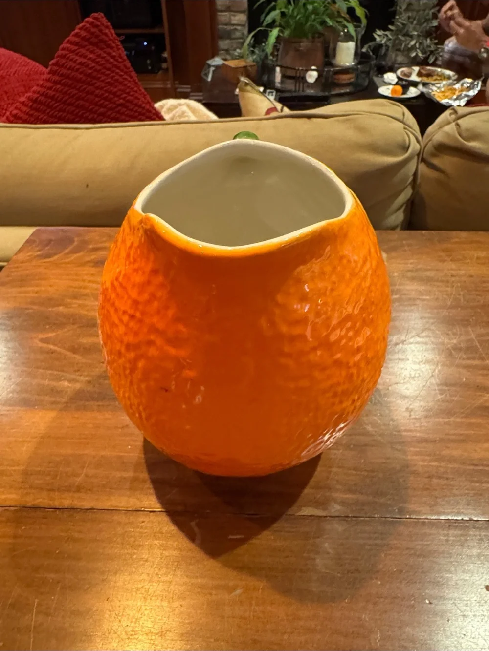 Williams Sonoma Orange Pitcher Vintage Made in Italy Beverage Leaves Cottagecore